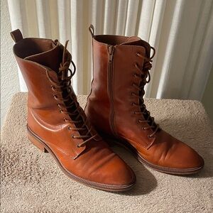 Anthropologie Tan Leather Combat Boots